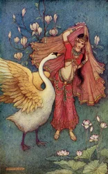 Damayanti e il cigno, illustrazione da 